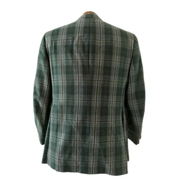 VTG BOTANY 500 Men's Green Plaid Sport Coat Jacket Size 40 Regular - Picture 7 of 11